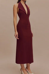 Annita Crepe Halter Midi Dress | Dress In Beauty